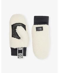 UGG - Fluff Fleece And Leather Mittens - Lyst