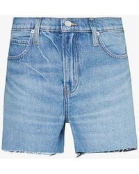FRAME - The Vintage Relaxed Raw-hem Recycled-denim Shorts - Lyst