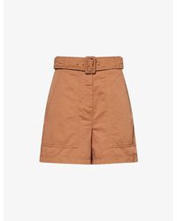 Weekend by Maxmara - Cirino Belted Cotton And Linen-Blend Bermuda Shorts - Lyst