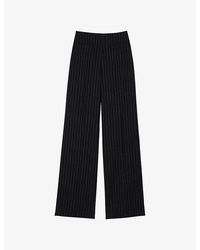 Sandro - Pinstriped Straight-Leg Stretch-Woven Trousers - Lyst