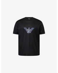 Emporio Armani - Faded Logo-Print Cotton-Jersey T-Shirt - Lyst