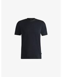 BOSS - Striped-Trim Slim-Fit Cotton-Jersey T-Shirt - Lyst