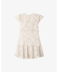 Sandro - Floral V-Neck Cotton-Blend Mini Dress - Lyst