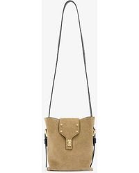 AllSaints - Miro Stud-embellished Suede Cross-body Bag - Lyst