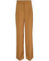 Erdem - Pressed-crease Relaxed-fit Wide-leg High-rise Woven-blend Trousers - Lyst