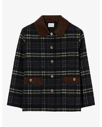 Claudie Pierlot - Checked Corduroy-Collar Wool-Blend Coat - Lyst