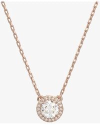 Swarovski - Constella Rose-gold Toned Brass And Zirconia Pendent Necklace - Lyst