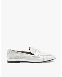 AllSaints - Sapphire Gathered Metallic-leather Loafers - Lyst