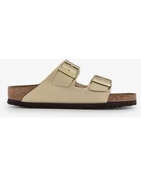 Birkenstock - Arizona Two-strap Metallic Faux-leather Sandals - Lyst