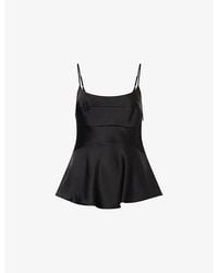 Theory - Spaghetti-Strap Peplum-Waist Satin Top - Lyst