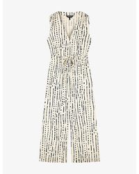 Whistles - Patterned Wide-Leg Woven Jumpsuit - Lyst