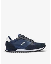 BOSS - Logo-Emed Mesh And Suede Low-Top Trainers - Lyst