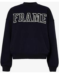 FRAME - Brand-embroidered Cotton-blend Sweatshirt - Lyst