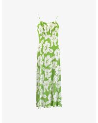Ro&zo - Floral-print Cut-out Woven Midi Dress - Lyst
