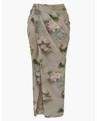 House Of Cb - Vesper Floral-print Stretch-woven Maxi Skirt - Lyst
