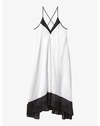 Reiss - Vy/white Stevie Colour-block Cross-back Linen Maxi Dress - Lyst