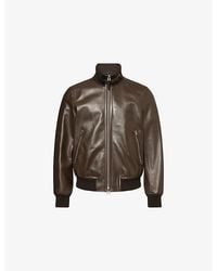 Tom Ford - Shiny Ribbed-Trim Leather Bomber Jacket - Lyst
