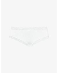 Hanro - Mid-Rise Lace-Trim Stretch-Cotton Briefs - Lyst