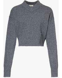 ADANOLA - V-neck Cropped Knitted Sweater - Lyst