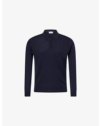 John Smedley - Hodson Ribbed Merino-Wool Polo Jumper - Lyst