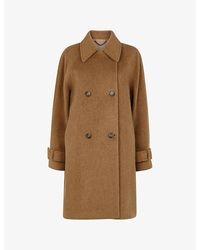 Whistles - Short Button-Embellished Wool Coat - Lyst