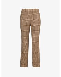 Gucci - Horsebit Check-patterned Flared-leg Wool Trousers - Lyst