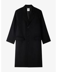 Sandro - Long Button-Down Wool And Cashmere Coat - Lyst