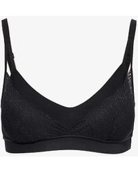 Chantelle - Soft Stretch Lace-overlay Padded Stretch-woven Bralette - Lyst