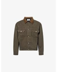 FRAME - Suede-Collar Cotton-Canvas Trucker Jacket - Lyst