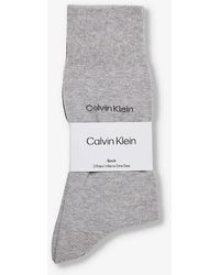 Calvin Klein - Branded Mid-calf Pack Of Three Cotton-blend Knitted Socks - Lyst