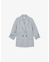 Reiss - Nolah Peak-Lapel Textured Linen-Blend Blazer - Lyst