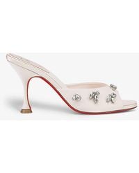 Christian Louboutin - Degraqueen 85 Crystal-embellished Satin Heeled Mules - Lyst