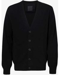 Givenchy - Contrast-branded V-neck Wool-knit Cardigan - Lyst
