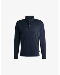 BOSS - Leisure Long-Sleeved Cotton-Jersey Polo Shirt - Lyst
