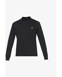 Polo Ralph Lauren - Funnel Neck Long-sleeved Cotton-jersey Polo Shirt X - Lyst