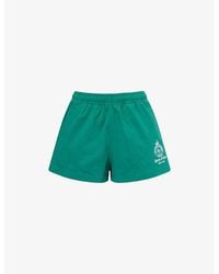 Sporty & Rich - Crown Tennis Embroidered Disco Cotton-Jersey Shorts - Lyst