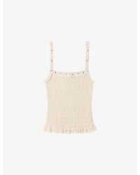Claudie Pierlot - Sleeveless Floral-Embroidered Stretch-Woven Top - Lyst