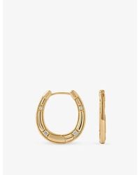 Astley Clarke - Biography Horseshoe 18Ct- Plated Sterling- And Sapphire Hoop Earrings - Lyst
