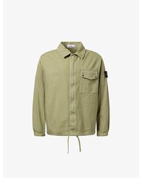 Stone Island - Compass-Badge Herringbone Cotton Overshirt - Lyst
