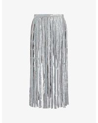 AllSaints - Francesca Sequin-embellished Cut-out Organic-cotton Midi Skirt Xx - Lyst