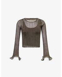 Jonathan Simkhai - Maebry Crystal Embellished-Cuffs Woven Top - Lyst