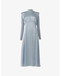 eem - High-Neck Silk Midi Dress - Lyst