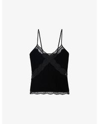 Zadig & Voltaire - Cishi Lace-Embroidered Velvet Cami Top - Lyst
