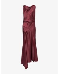 Victoria Beckham - Posy Asymmetric Woven Midi Dress - Lyst