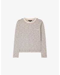 Whistles - Stripe-Print Chest-Pocket Cotton-Jersey Top - Lyst