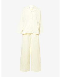 Desmond & Dempsey - Placement-Print Long-Sleeve Cotton Pyjama Set - Lyst