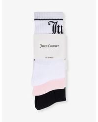 Juicy Couture - /black/cherry/white Logo-print Pack Of Three Stretch Cotton-blend Socks - Lyst