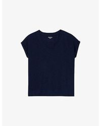 Whistles - Willa V-Neck Cotton-Jersey T-Shirt - Lyst