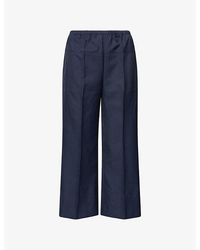 Theory - Wide Cropped-Leg Twill Trousers - Lyst