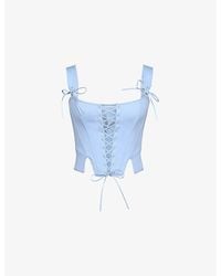 House Of Cb - Callie Floral-Print Cotton Corset Top - Lyst